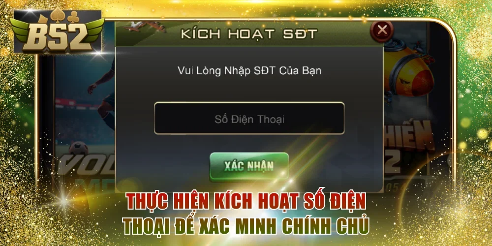 Thực hiện kích hoạt số điện thoại để xác minh chính chủ